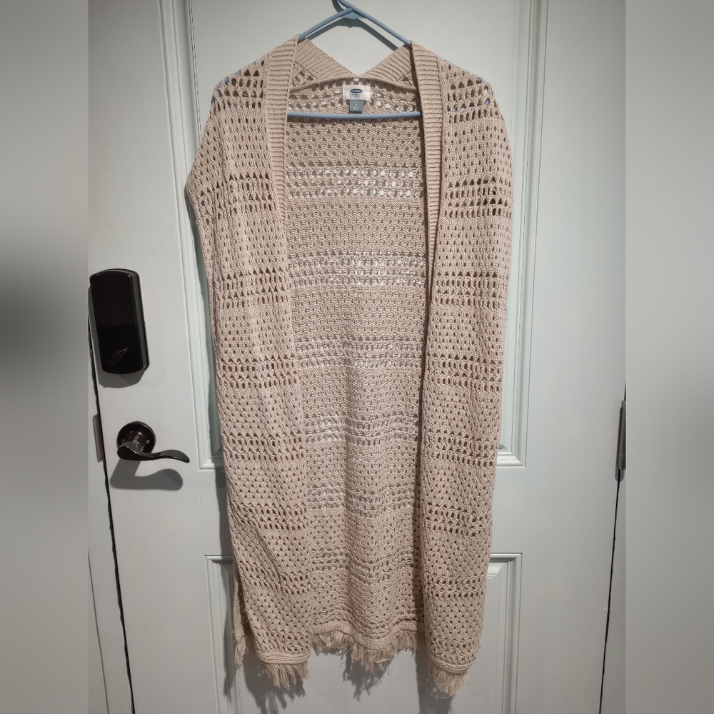 Old Navy women's size large sweater cardigan sleeveless tan color